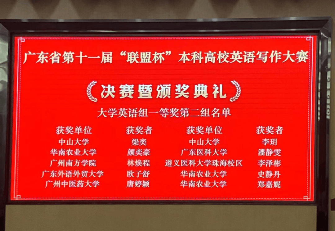 我校学生在广东省第十一届联盟杯本科高校英语写作大赛中取得佳绩