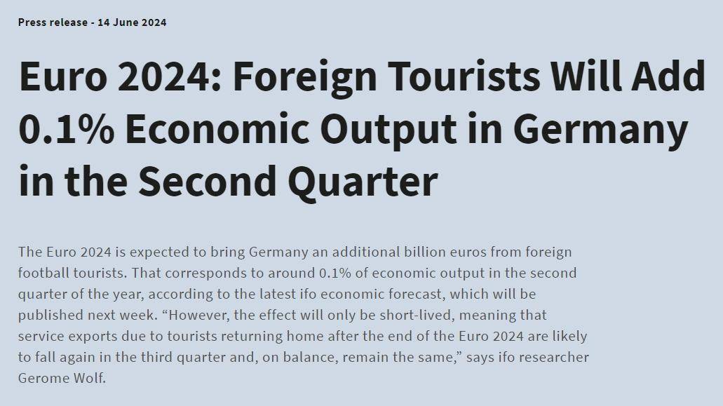 最新研究声称：本届欧洲杯将为德国带来10亿欧元的游客收入