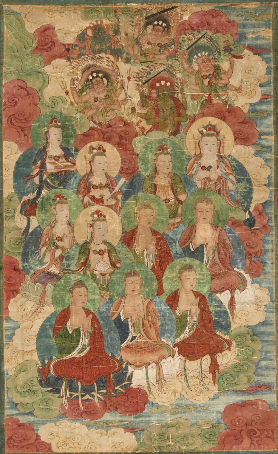 明代水陆画《三世佛及其胁侍图》