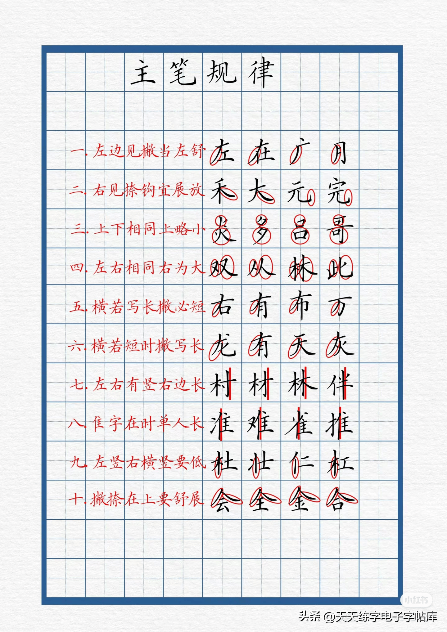硬笔书法的结构规律主要包括以下几个方面:1.