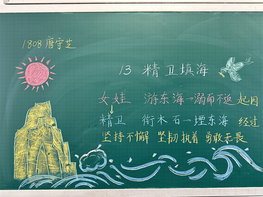 课题突出,词语简练,符号巧妙,再配上一幅灵动雅致的简笔画,图文并茂