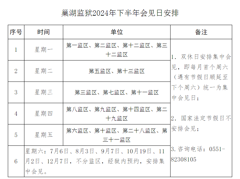 巢湖监狱九成分局白湖分局会见日期全省有关省直监狱迅速整理了小编