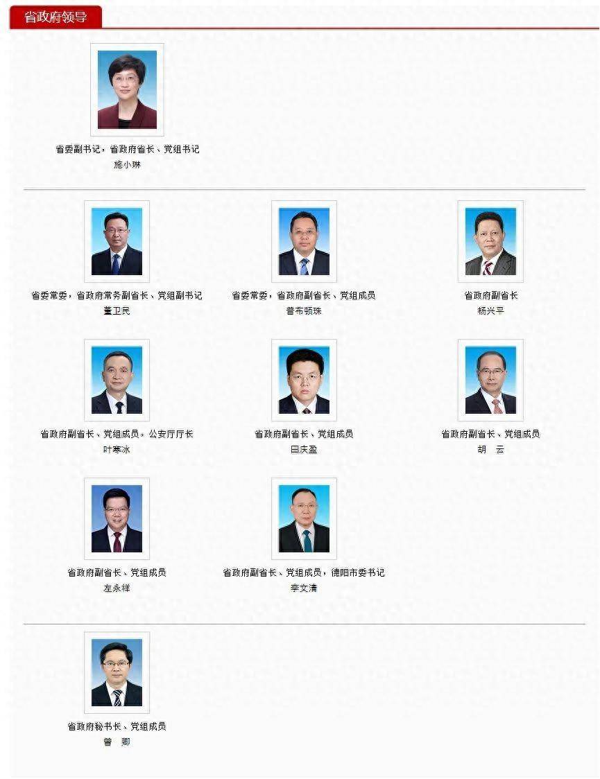 四川省人民政府省长,副省长,秘书长最新分工