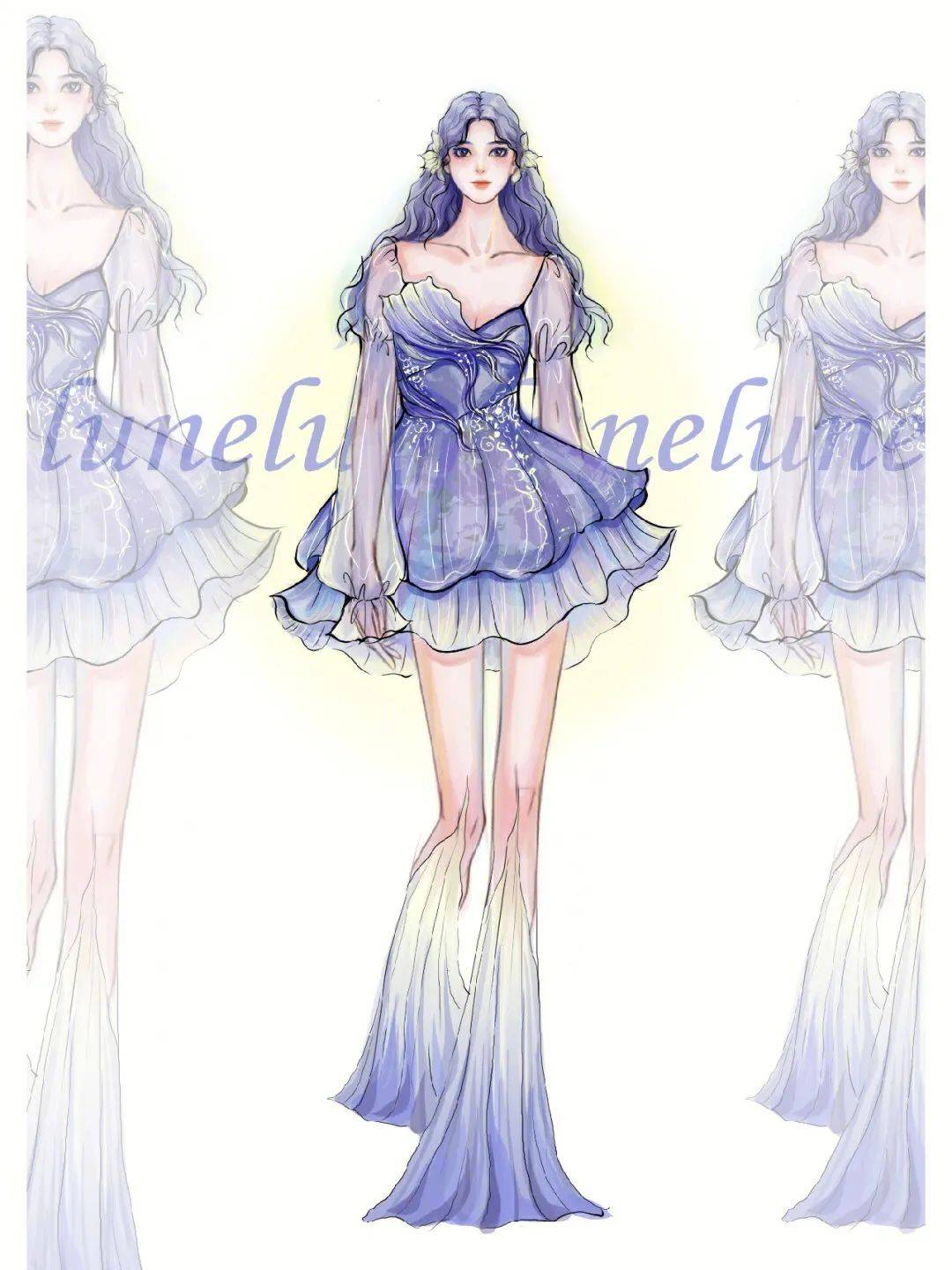 时装效果图 | 板绘时装效果图分享_褶皱_春夏_系列