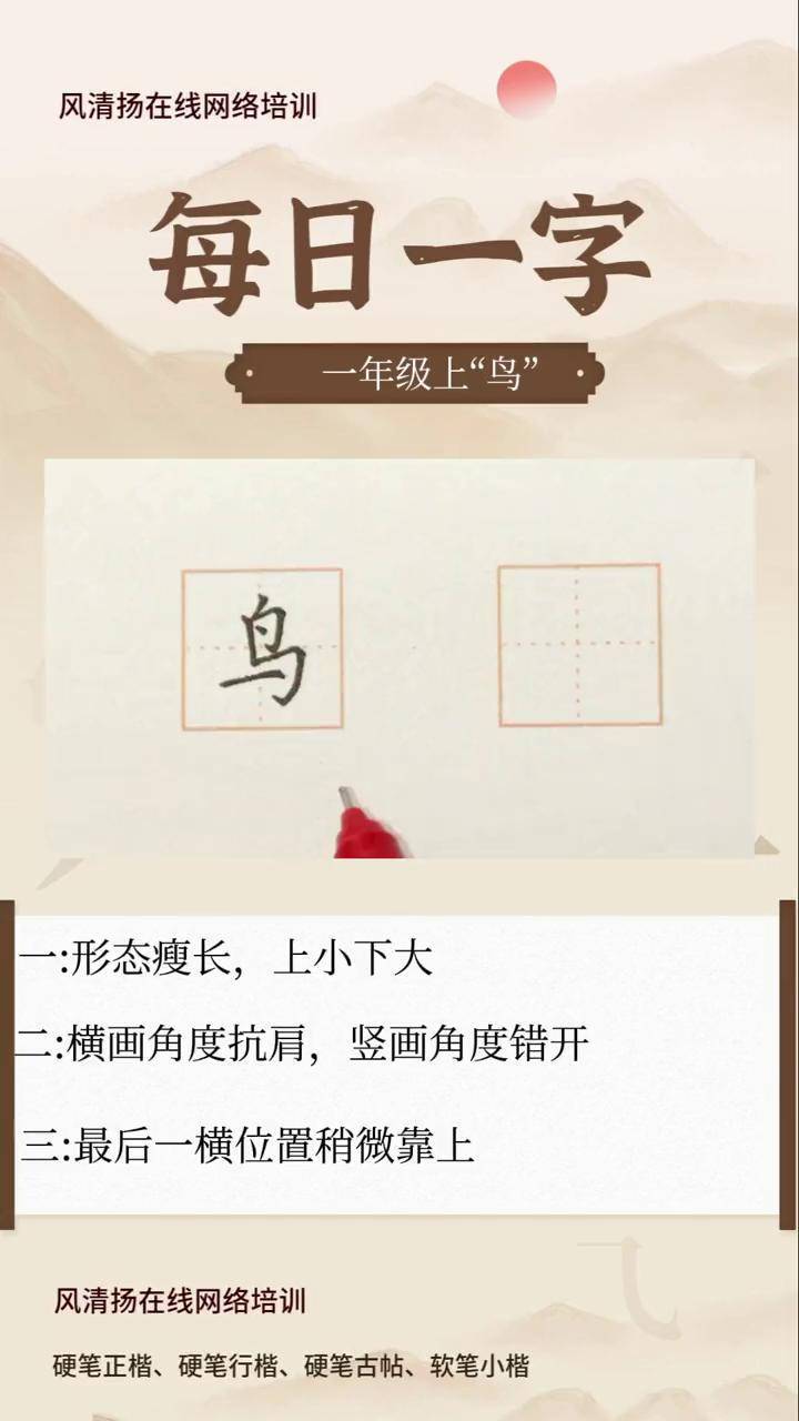 手写示范:一年级上"鸟"每天学习一点点 硬笔教学 一起学书法 规范字