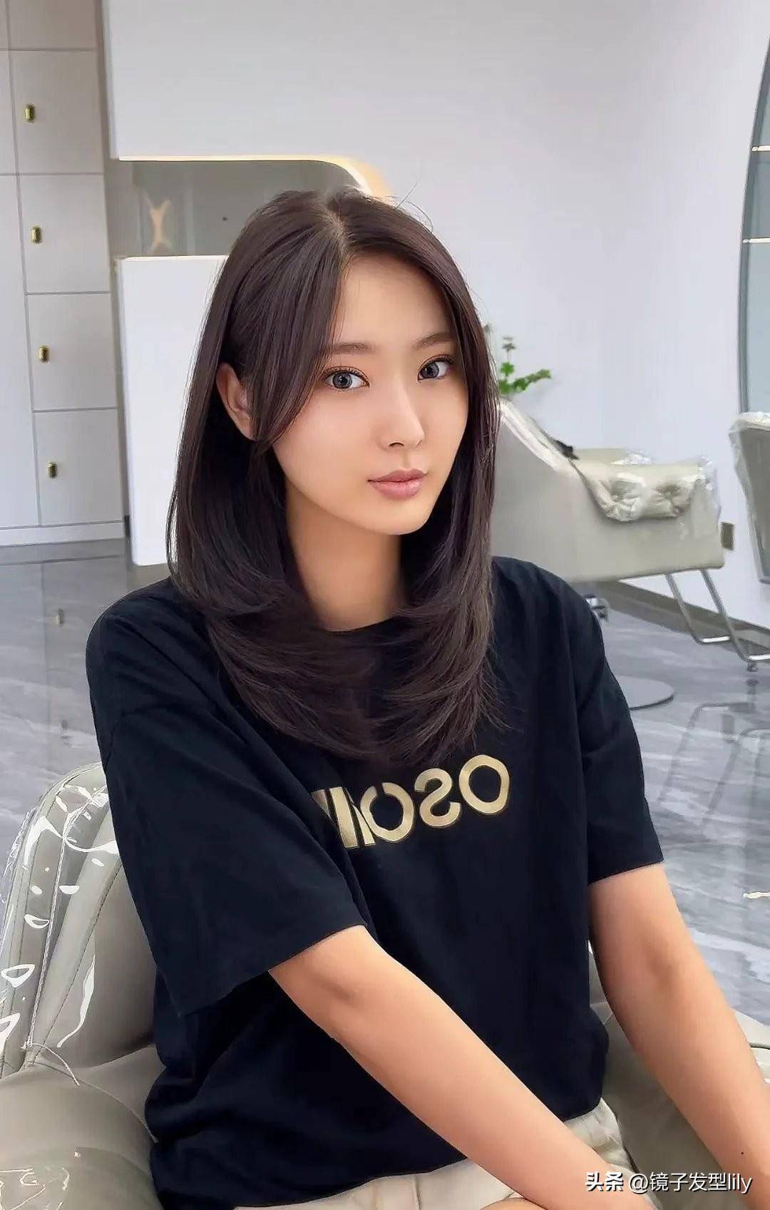 修颜中长发好看不夸张显瘦显脸小