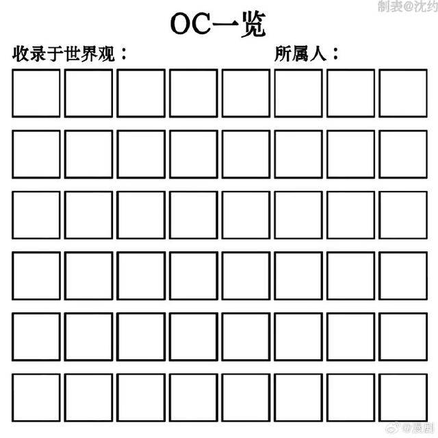 给列表孩厨准备的oc表格问卷,转需!
