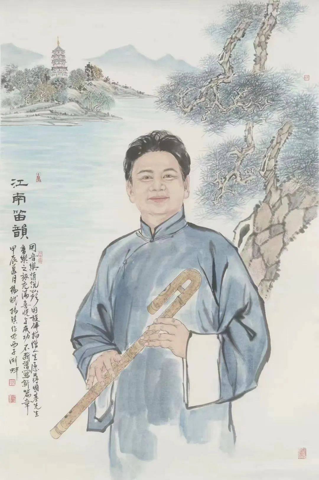 —《江南笛韵》著名竹笛演奏家蒋国基肖像画欣赏