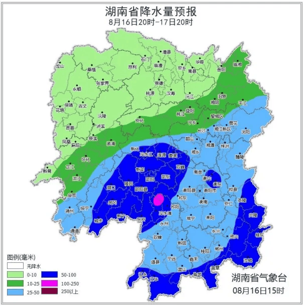 湘东,湘南阴天间多云有中到大雨,其中株洲(炎陵,攸县),永州(道县,江华