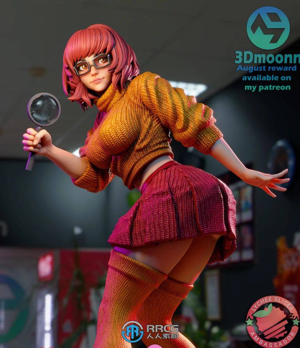 维尔玛《史酷比》动画角色雕刻手办3d打印模型