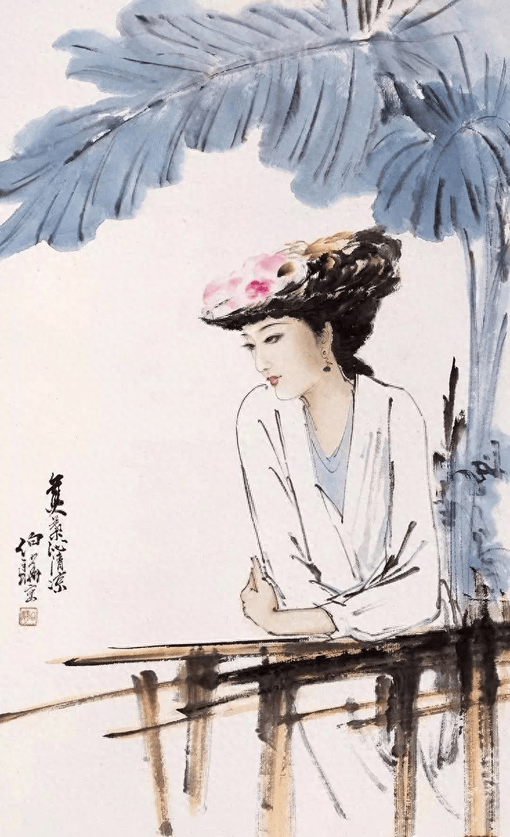絵画　手書き　美人画　画家白伯驊　美術品 白伯骅的10幅精美仕女图，艺术与美的完美融合！_作品_人物画_创作