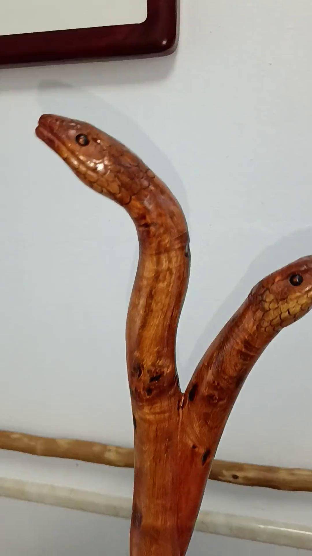 火琉璃全陈化料,双蛇缠绕,高度98乌琪木艺 文玩棍 手杖登山杖