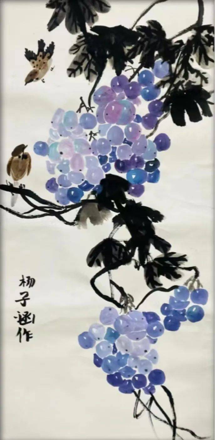 杨子涵《葡萄》杨子涵《鱼》叶思彤《杏花一枝》张耕旭《兰竹二君》