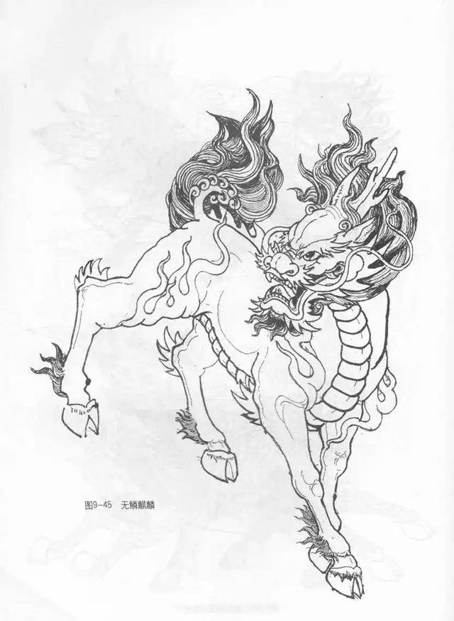 赶紧收藏!163张传统麒麟兽神图案线稿难得一见