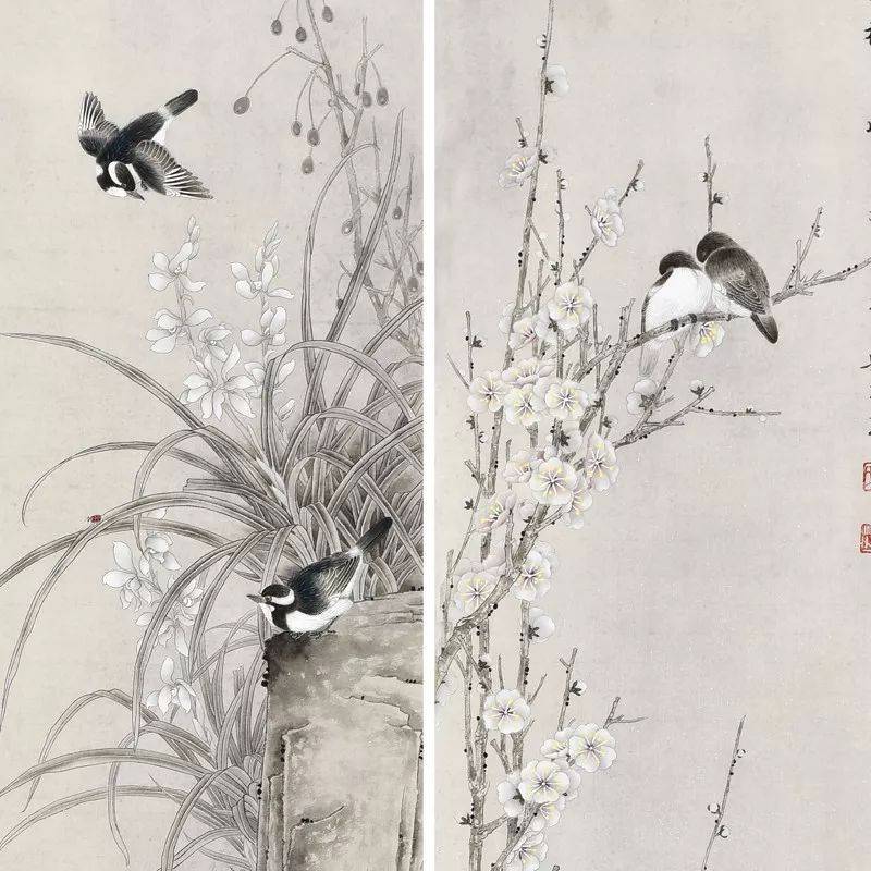 这组工笔花鸟画,工整典雅,色彩绚丽!_孙兴芝_国画_书画展