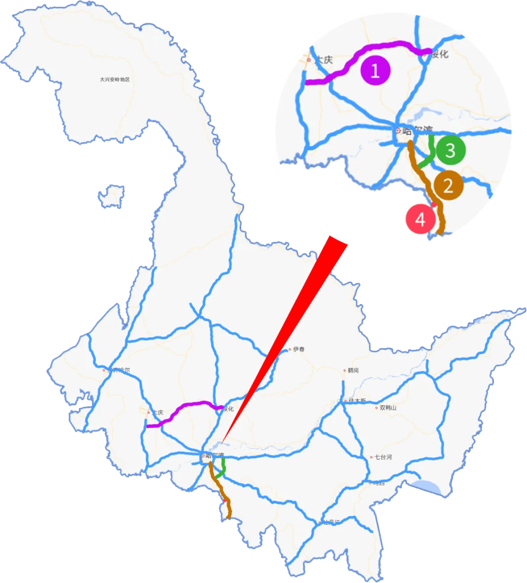 鹤哈高速路线图图片