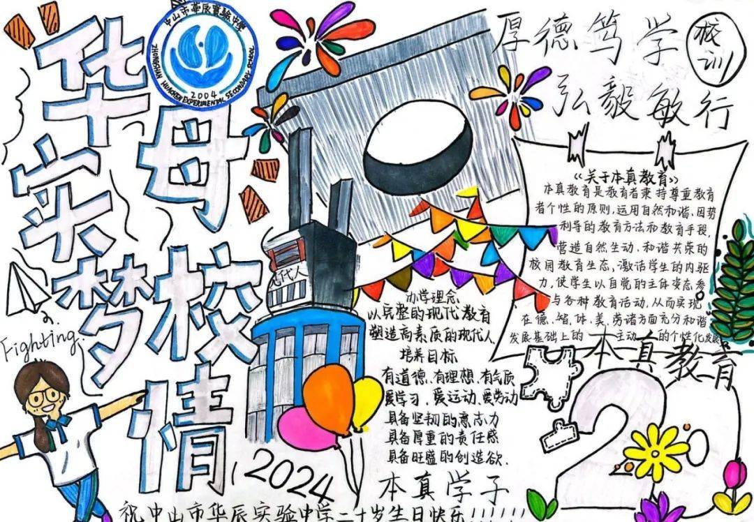 华实梦 母校情 庆祝学校20周年校庆主题手抄报创作比赛