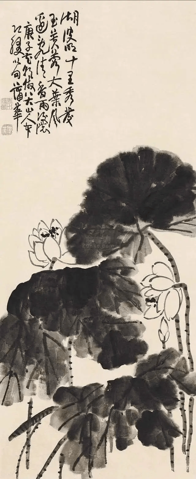大师蒲华的写意荷花,可媲美吴昌硕_作品_国画_书画