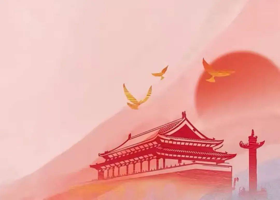 我和国旗合张影秋清风拂,丹桂飘香,红旗随风舞,举国同欢庆