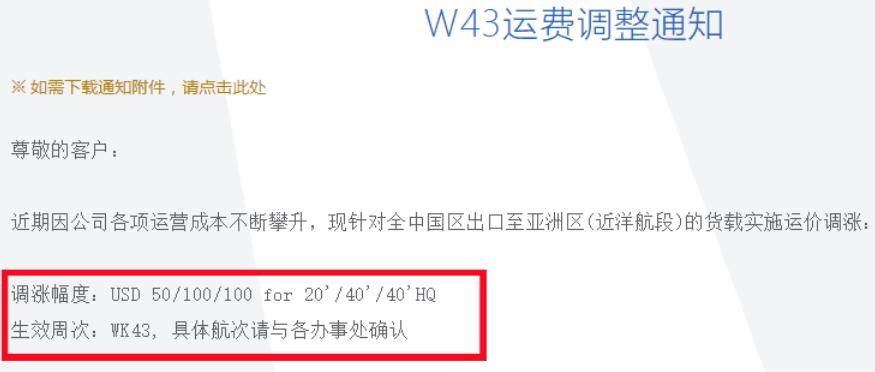 运费上涨,多家船公司宣布海运费上涨计划!