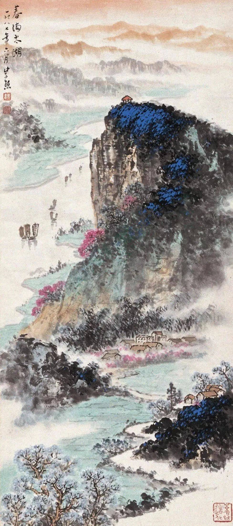 魏紫熙:有时笔要压到底,有时笔要跳起来,这样变化才多。_山水画_中国_吴冠中