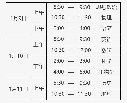 北京2025年首次高中学考合格考1月9日起开考