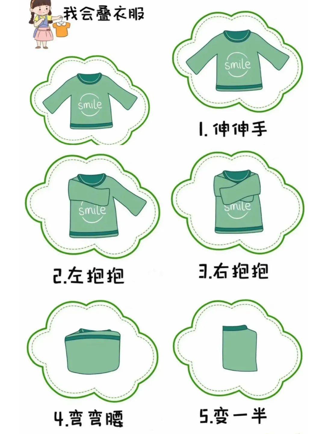 小学生叠衣服步骤图片