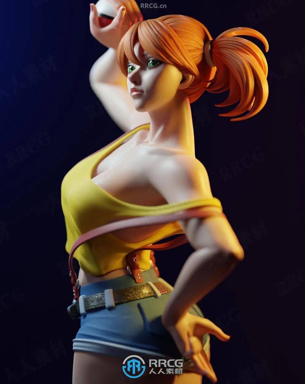 小霞misty《宝可梦》游戏角色雕刻手办3d打印模型