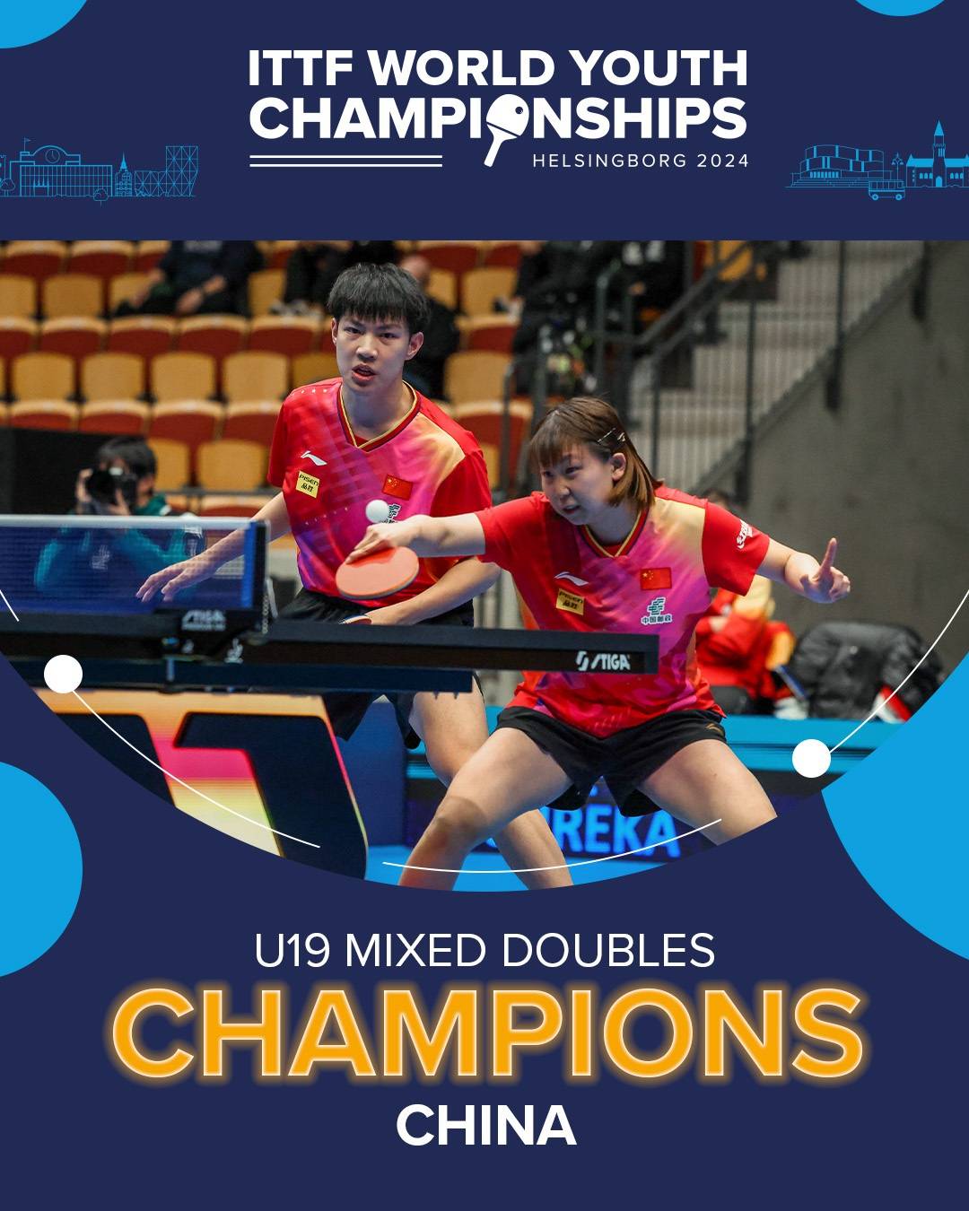 赫尔辛堡乒乓球世青赛,国乒两对混双组合黄友政/纵歌曼,李和宸/姚睿轩