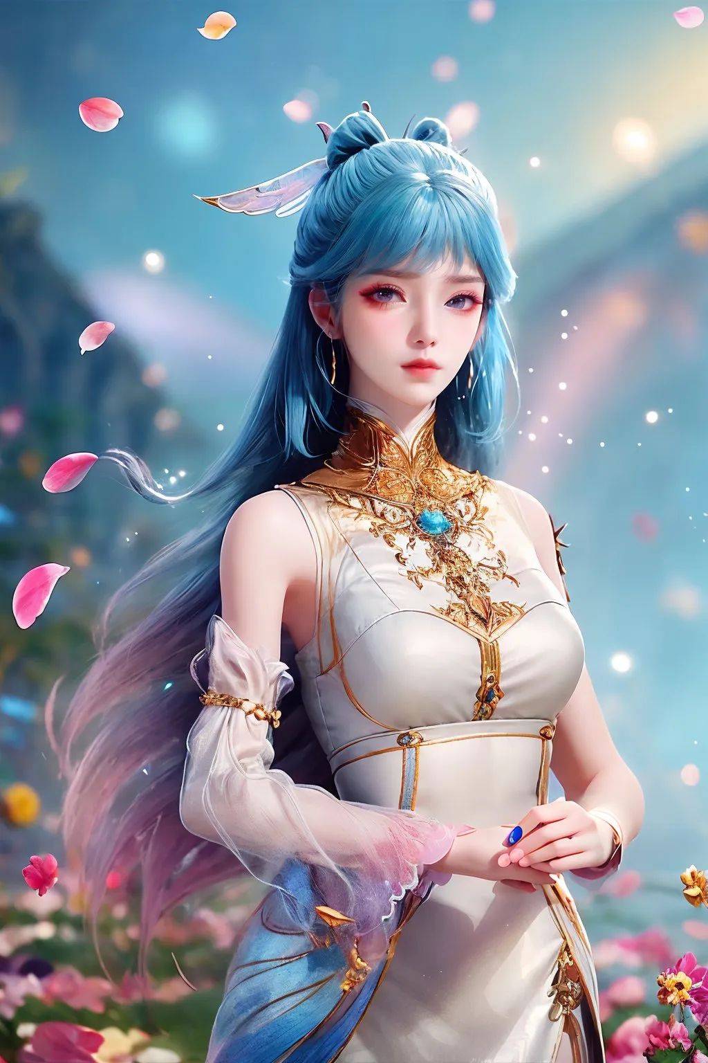 绝世唐门:王冬儿精美壁纸来了,蓝粉头发,大长腿,颜值吊打玄机破布裙