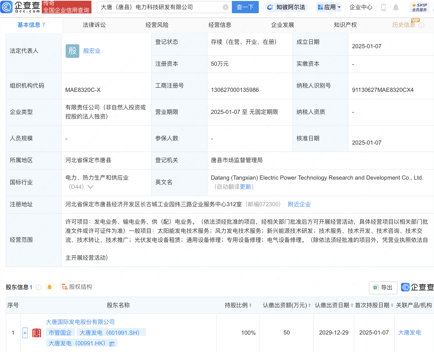 大唐发电新设电力科技研发子公司