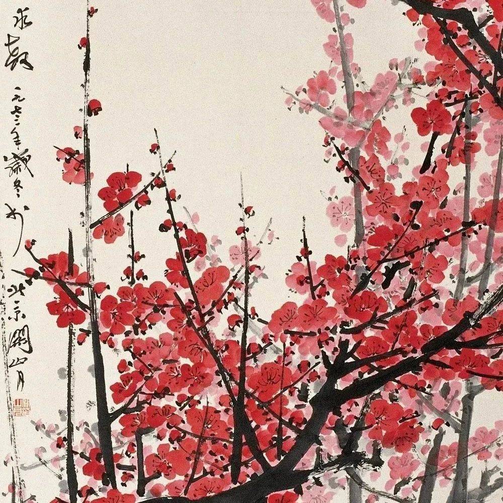 春天到！赏15幅关山月的梅画，繁花似火_梅花_梅而歌_于墨端