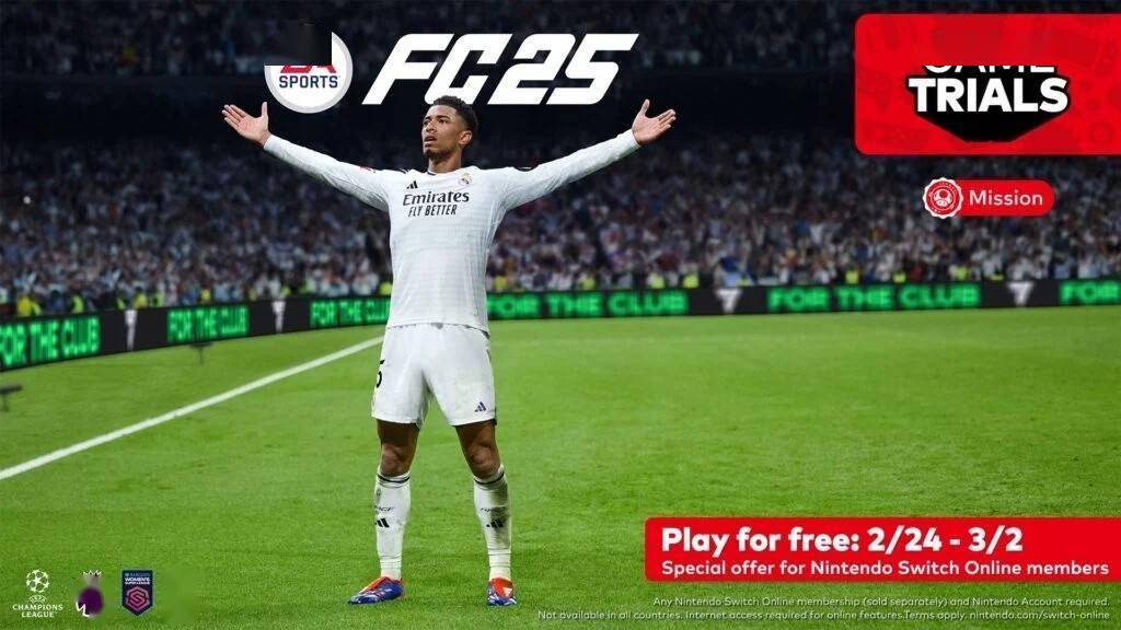 2月24日-3月2日，《EA Sports FC 25》Switch版将开启免费试玩