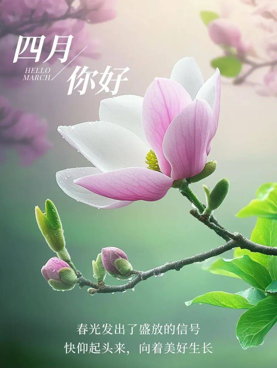 4月1日人间最美四月天新版漂亮祝福图片温馨祝福语:四月来信,美好如期