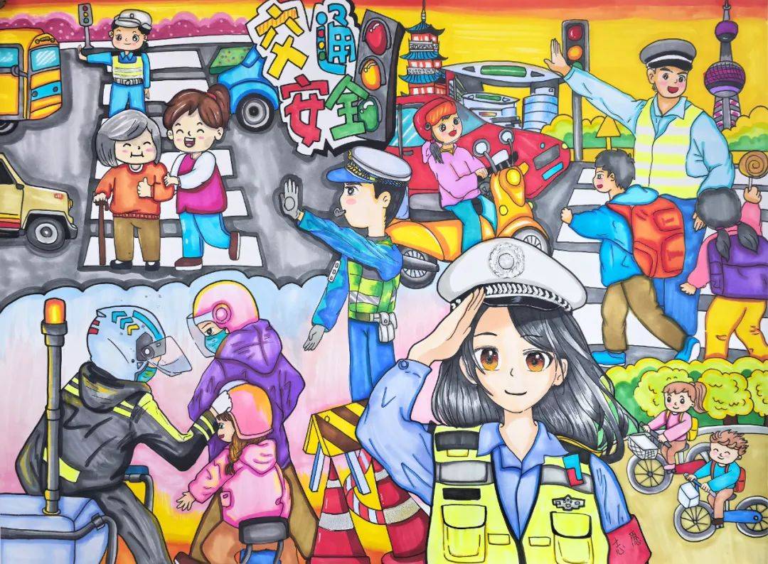 "汽车城里的交通文明"青少年书法绘画优秀作品来了