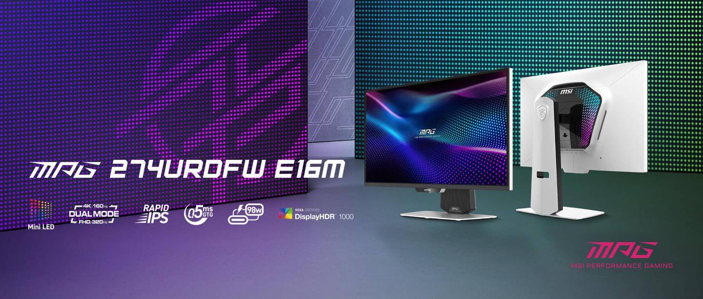 微星发布MPG 274URDFW E16M显示器：27英寸Mini LED，320Hz刷新率