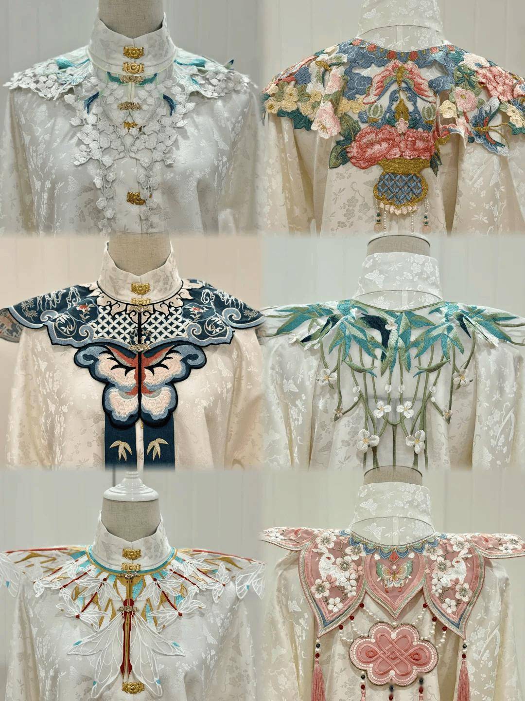 汉服云肩偏爱将云肩主体做一些拟物变形,最常见的就是各种蝴蝶花卉,而