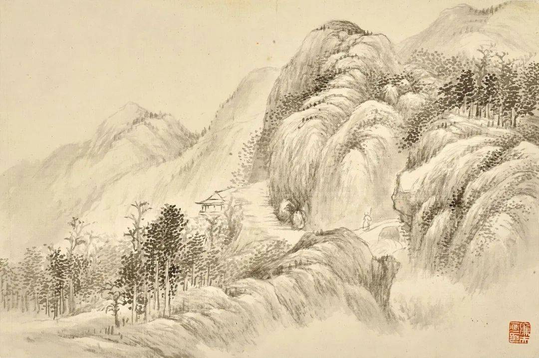 2025年冬【法人向けお歳暮】 陆恢摹古山水册十二开，润泽雅致_廉夫_水墨_高克恭 その他