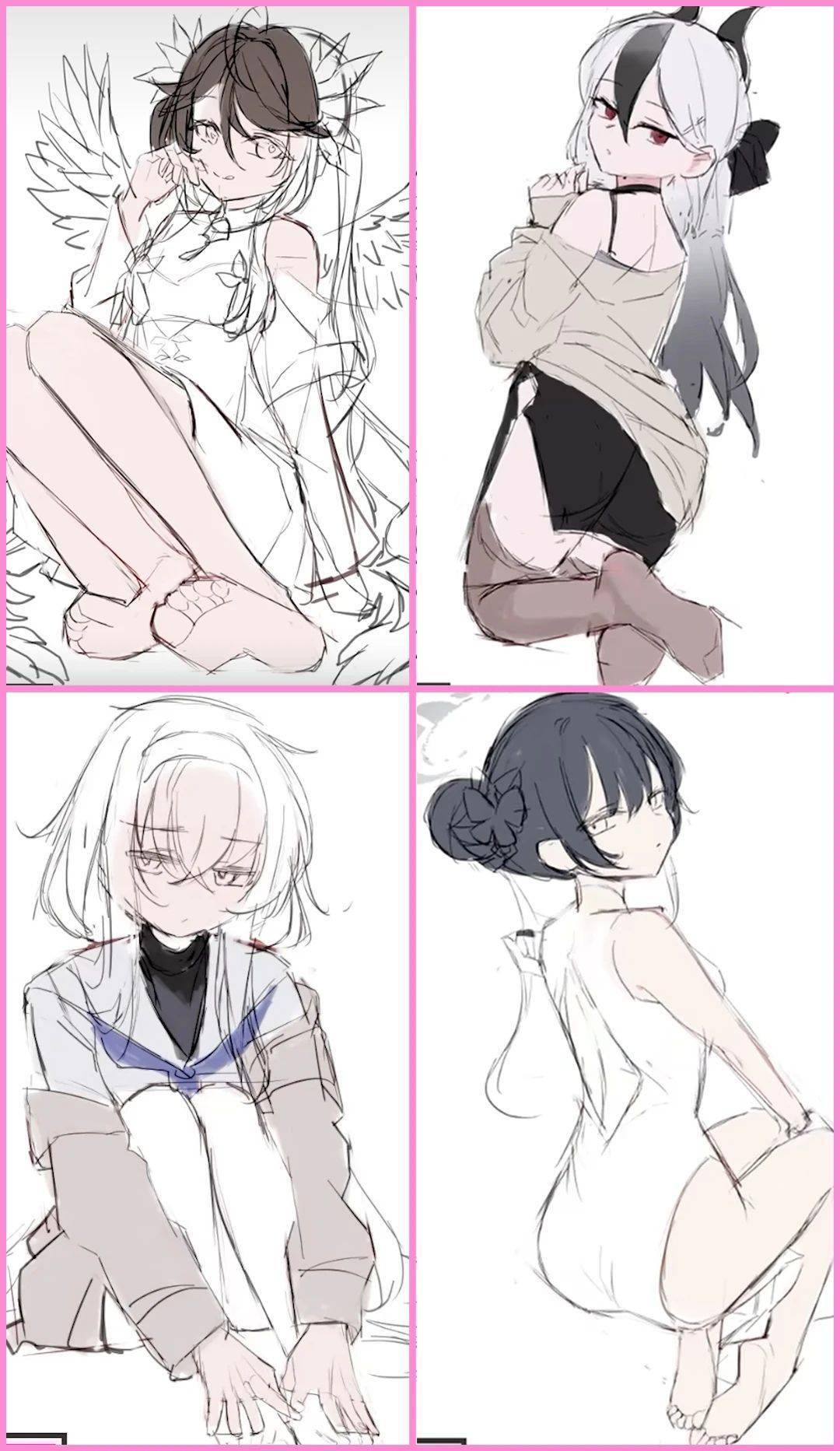 一组少女动态姿势参考