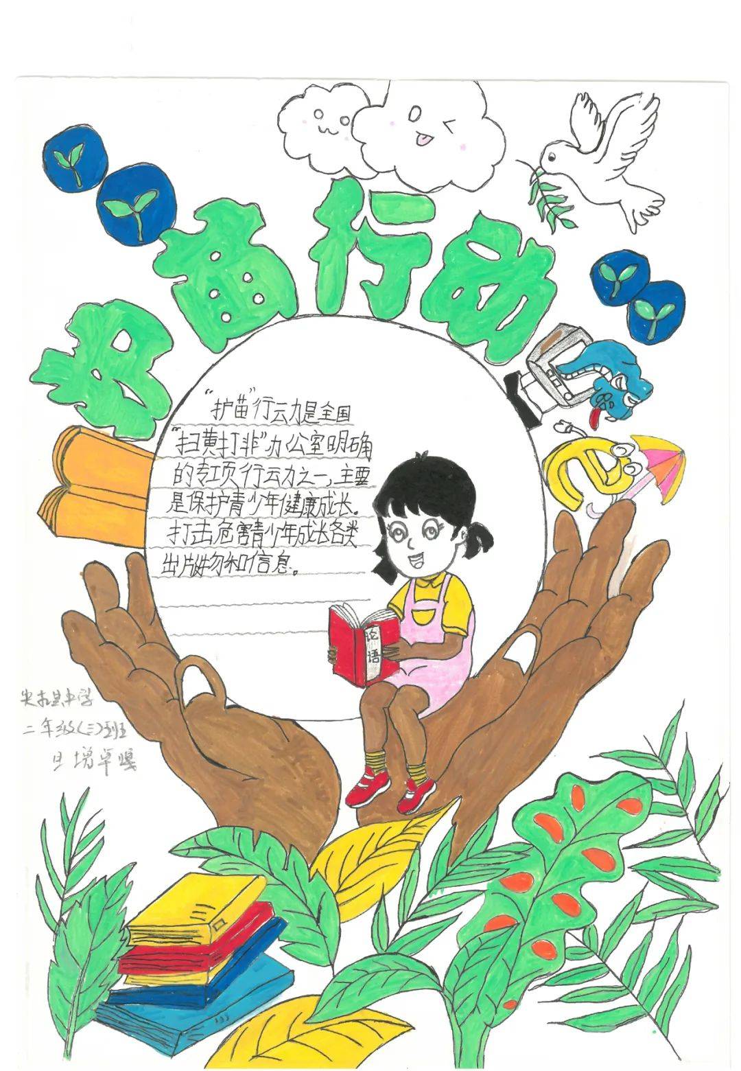 尖扎县2025年中小学生"护苗·绿书签"手抄报绘画获奖作品展示