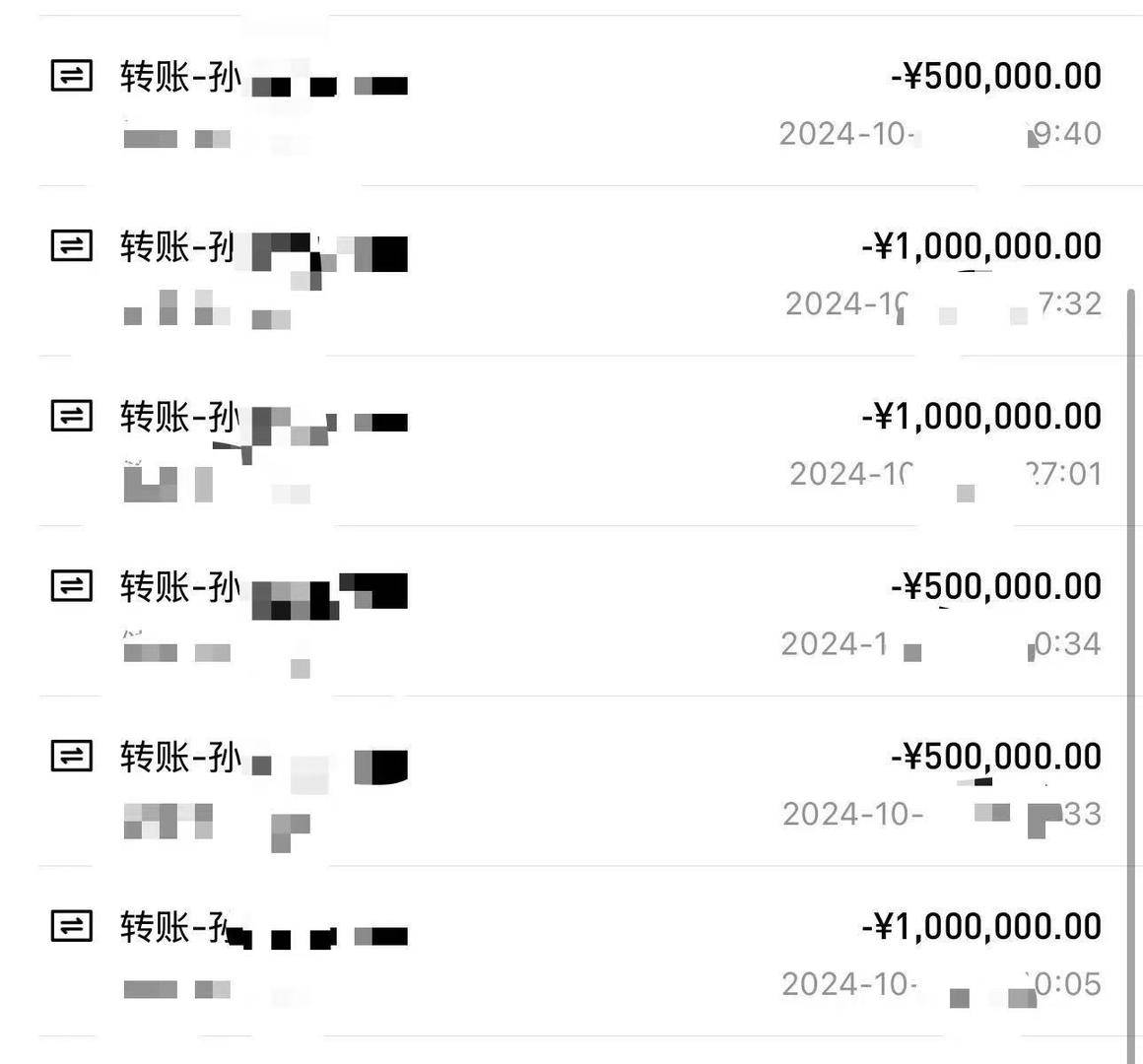 不过,饭饭提供了她于2024年10月向孙某某转账汇款的记录