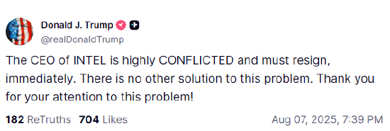我的总统不喜欢我，英特尔的天塌了