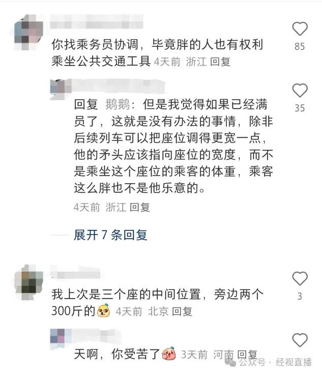 乘客称高铁邻座大体型男子致拥挤，质疑铁路部门未考虑乘客体型差异，12306回应