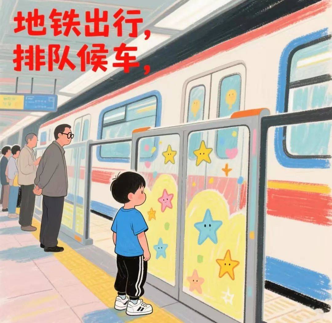 上下车排好队,不推挤打闹,防止踩踏或物品掉落