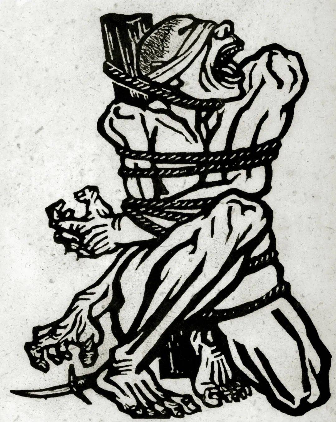 《怒吼吧,中国》李桦 1935年版画20cm×15cm 大师刻痕艺术馆藏