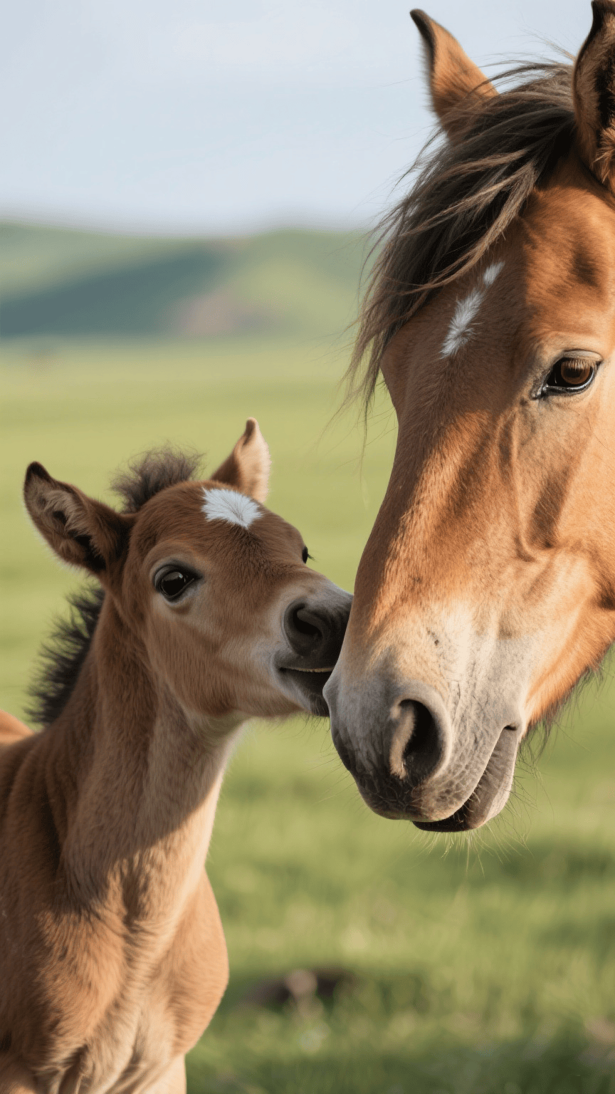 蒙古马(母与子系列)高清手机壁纸