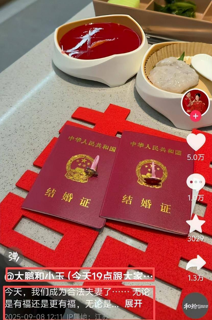 大鹏小玉 "风扇坏了" 视频爆火,结婚证时间差却引质疑,人设面临崩塌