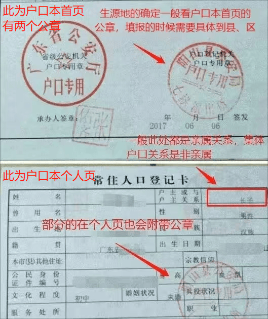 :户口簿首页
