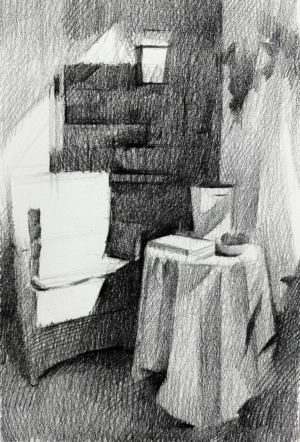 绝了!这场景素描的光影氛围感