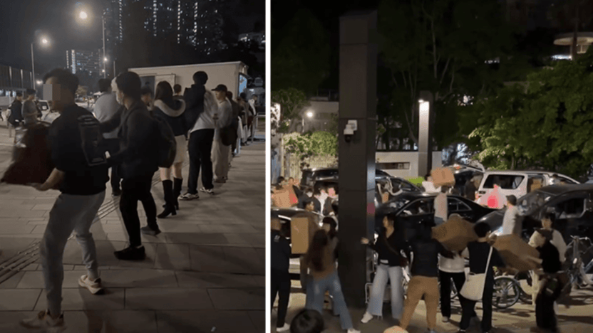 暖心一幕！香港市民“肩并肩、手传手”接力传送救灾物资，网友：一呼百应，好有爱 -华闻时空